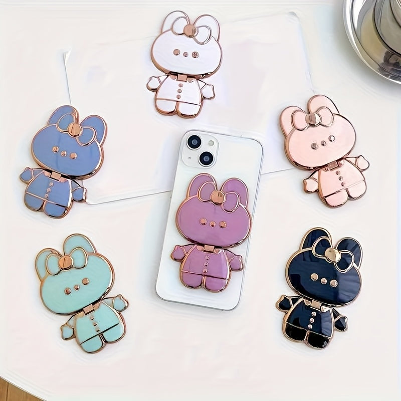 Rabbit Phone Holder with Makeup Mirror - Cute Desktop Stand for iPhone & Android