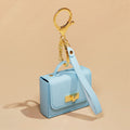 Mini Keychain Coin Purse - Faux Leather Charm Mini Bag with Handle