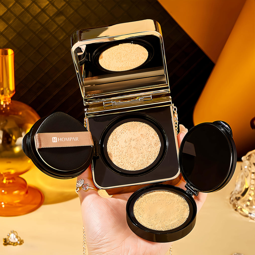 Mini Air Cushion Foundation Golden Bag– Long-Lasting BB Cream in Golden Purse Compact