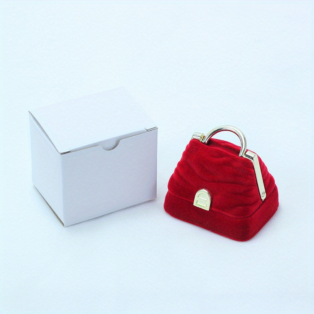 Mini Velvet Handbag Jewelry Box – Elegant Gift Box with Gold Hardware