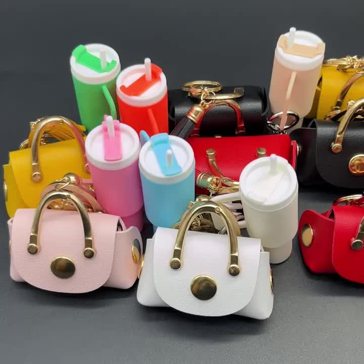 Mini Headphone Case Keychain – Cute Water Cup Charm for Keys & Bags