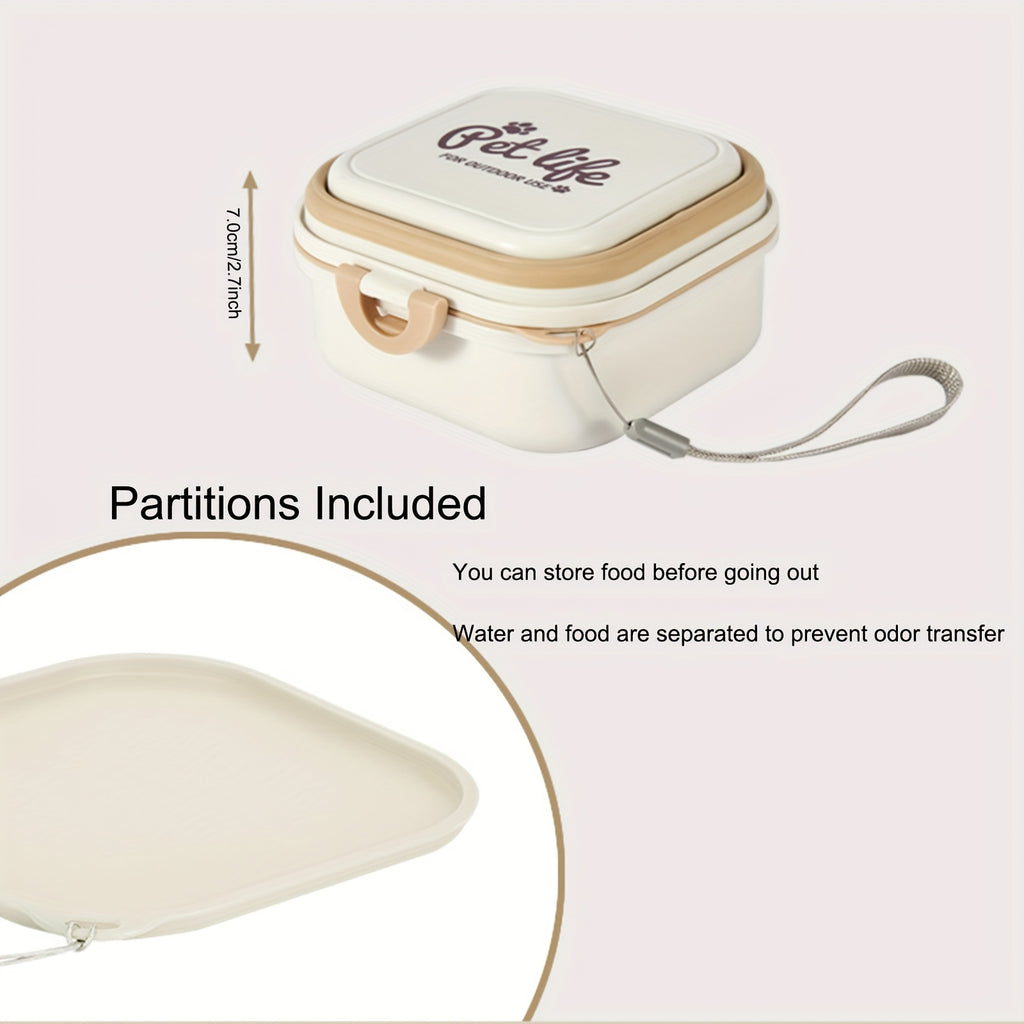 Mini Portable Dog Water Bowl – 2-in-1 Travel Pet Food & Water Feeder with Lid