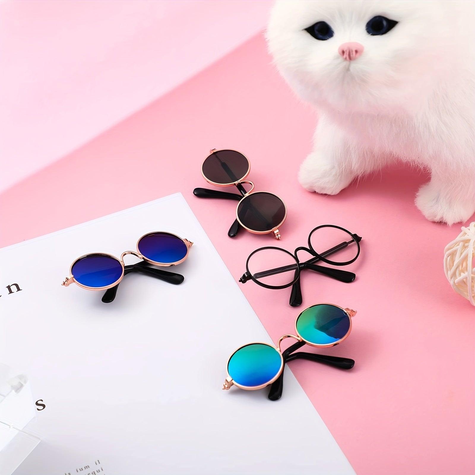 Mini Pet Costume Set - 8-Piece Dog & Cat Accessories with Sunglasses & Ties