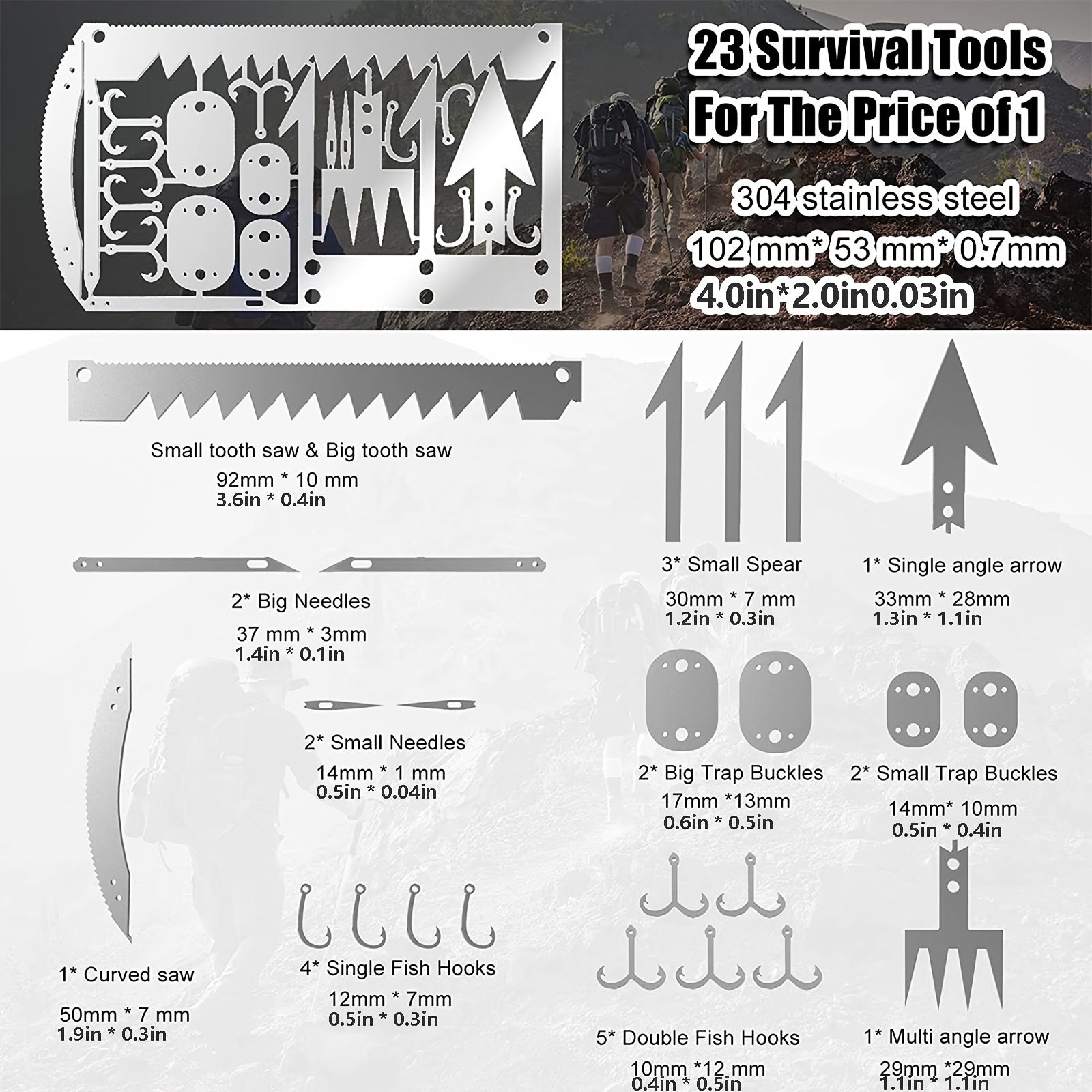 Mini EDC Survival Card Kit – 6-Piece Compact Multitool