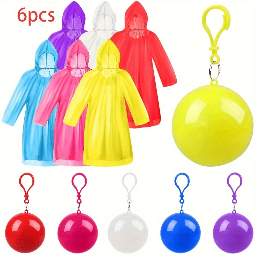Mini Rain Poncho Set – 6-Piece Compact Keychain Balls for Travel