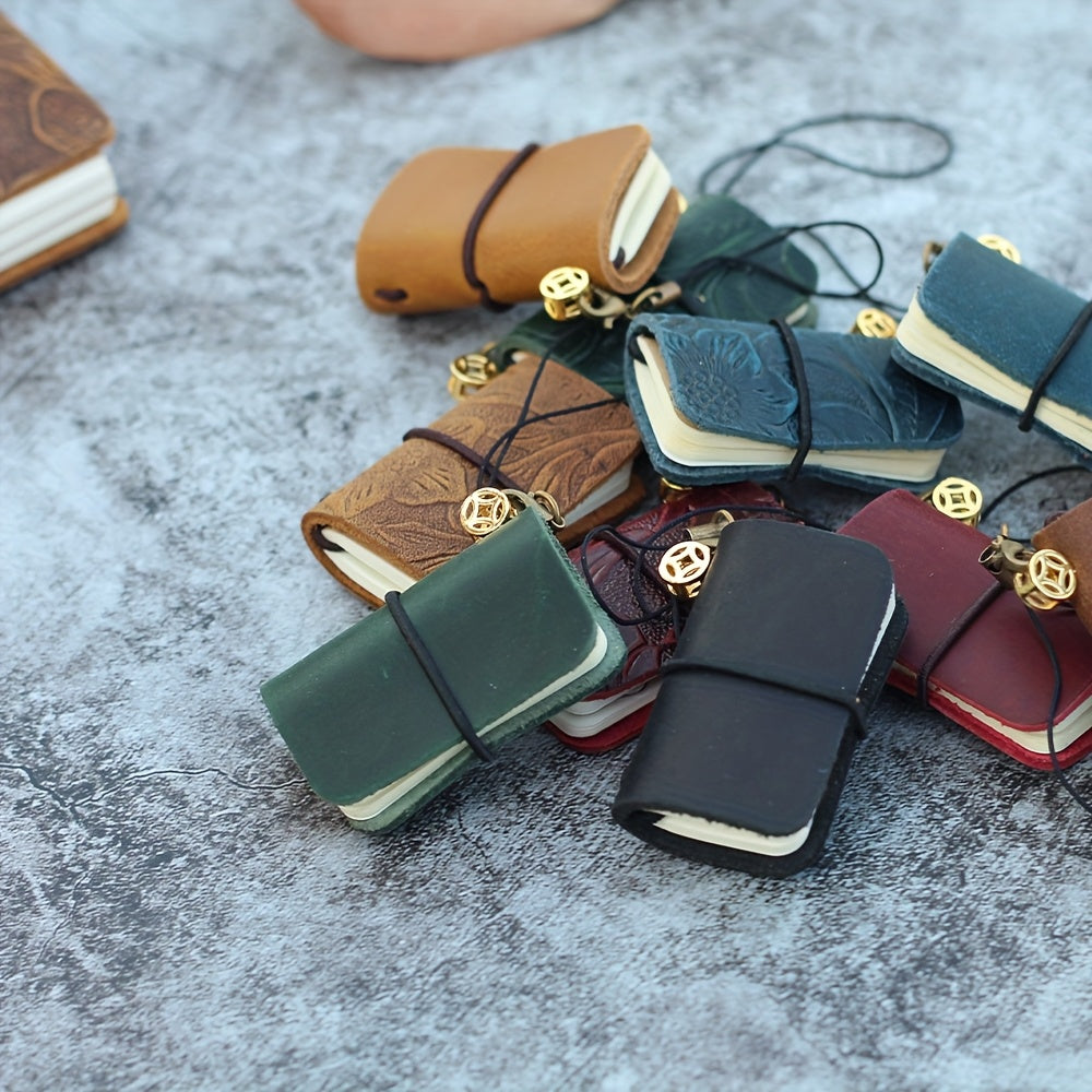 Mini Vintage Leather Notebook - 64 Page Travel Journal with Genuine Leather Cover