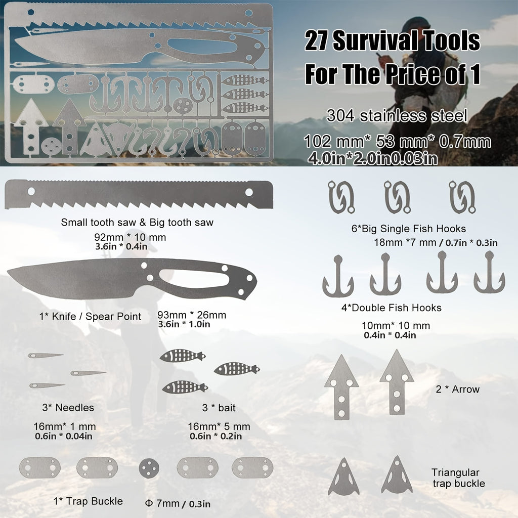 Mini EDC Survival Card Kit – 6-Piece Compact Multitool