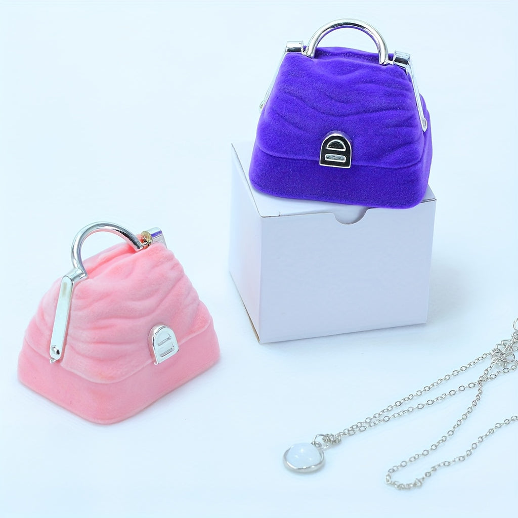 Mini Velvet Handbag Jewelry Box – Elegant Gift Box with Gold Hardware