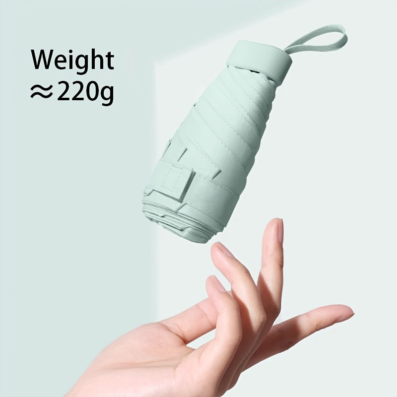 Mini Compact Umbrella - 6-Section Folding Sun & Rain Travel Umbrell