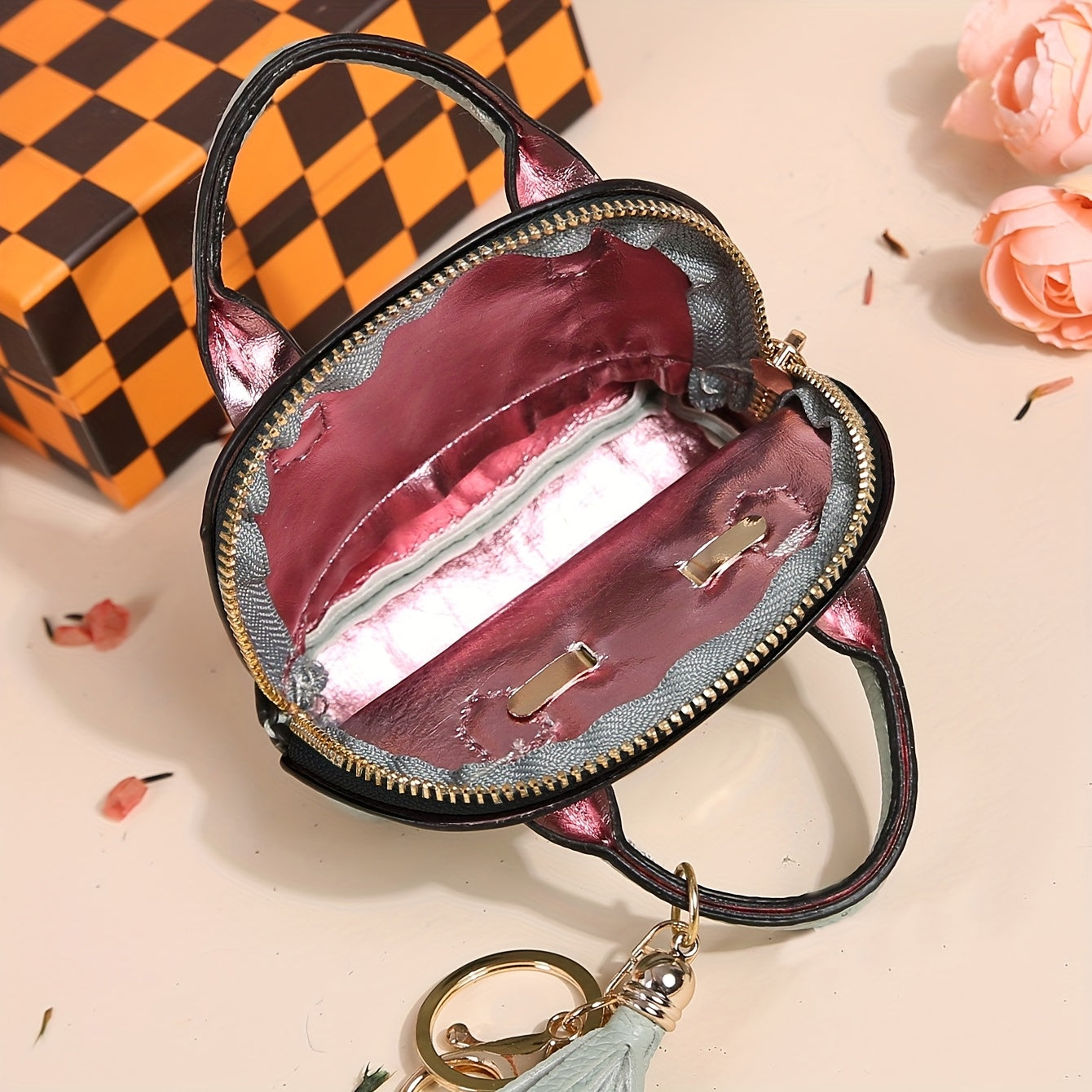 Mini Semi-Circle Crossbody Bag - Tassel Charm Purse for Travel & Everyday