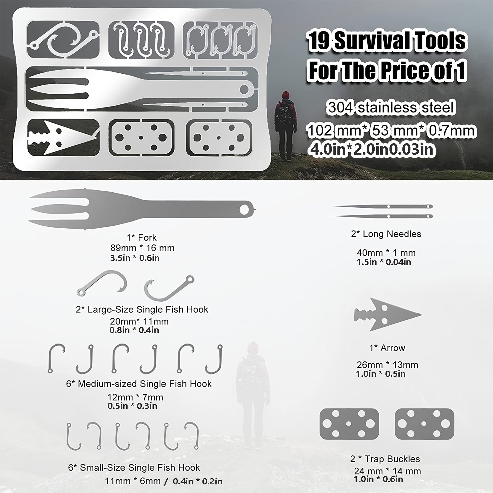 Mini EDC Survival Card Kit – 6-Piece Compact Multitool