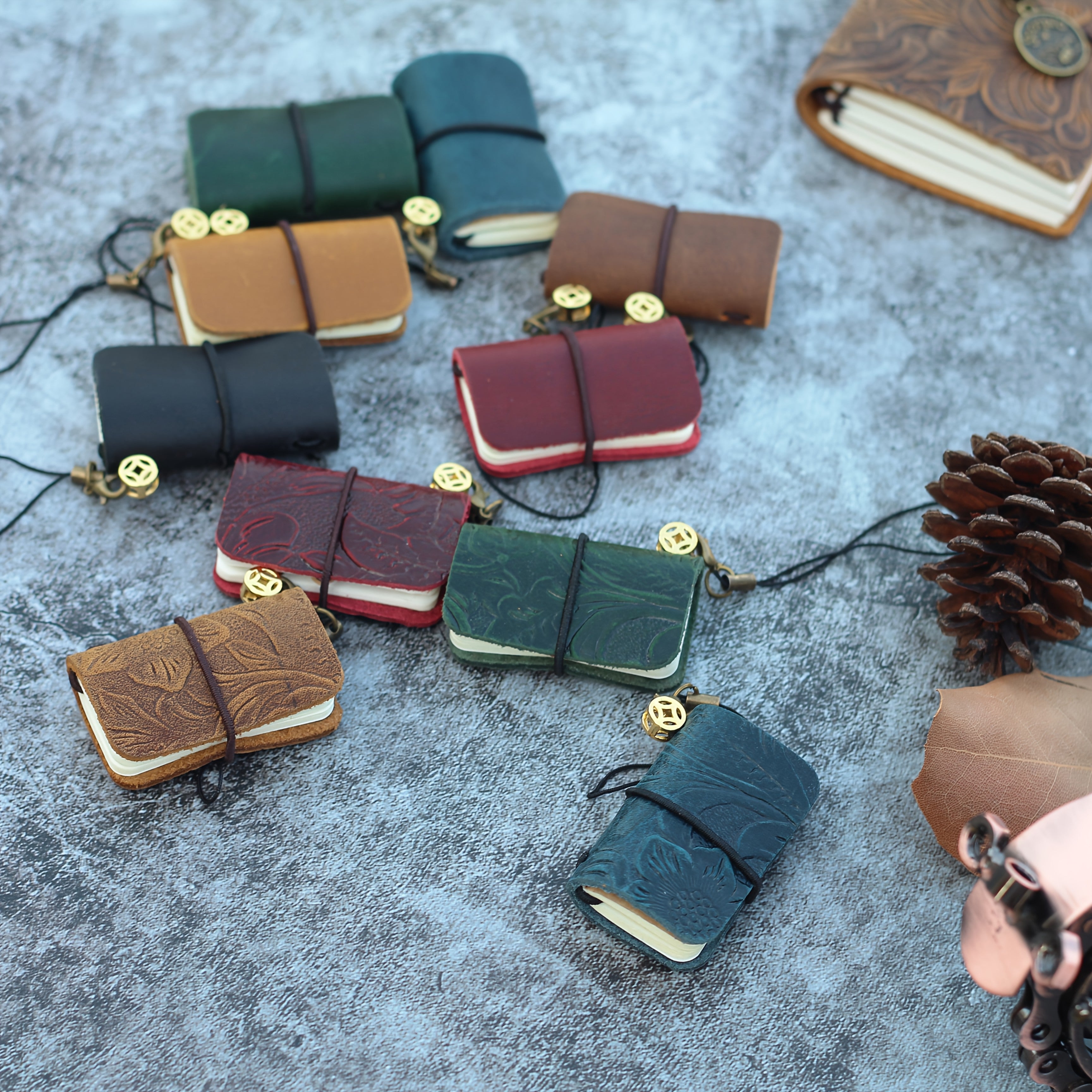 Mini Vintage Leather Notebook - 64 Page Travel Journal with Genuine Leather Cover