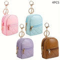Mini Backpack Keychain Pouch Set - 4 Pack Multi-Compartment Travel Organizers