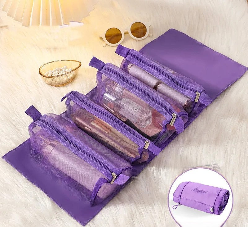 4‑in‑1 Detachable Cosmetic Bag – Portable Folding Makeup & Toiletry Organizer